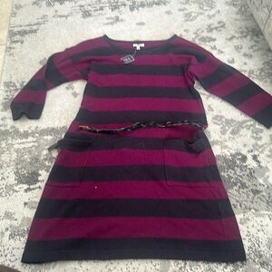 Heritage 1981 purple and navy belted sweater dress